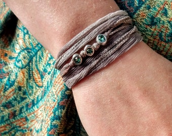 Customizable Sterling Silver Wrap Bracelet: Boho Anklet, Cubic Zirconia Beads