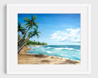 Palmas del Mar Beach, Puerto Rico, Fine Art Print of a Landscape Painting by Christine Lezcano