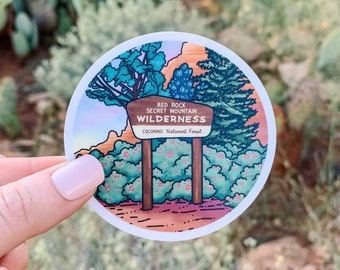 Red Rock Secret Mountain Wilderness - Sedona, Arizona 3" Vinyl Sticker, Laptop or Water Bottle Decal, Waterproof and Dishwasher Safe