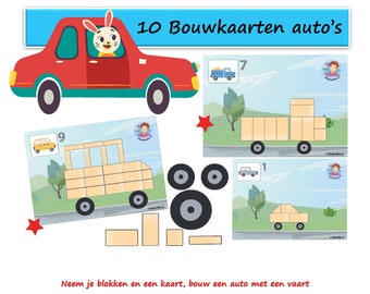 10 Bouwkaarten bij thema 'de auto'