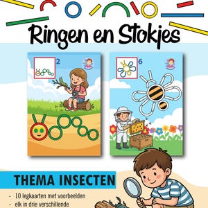 Rings and sticks theme insects and creepy crawlies, 10 sample cards