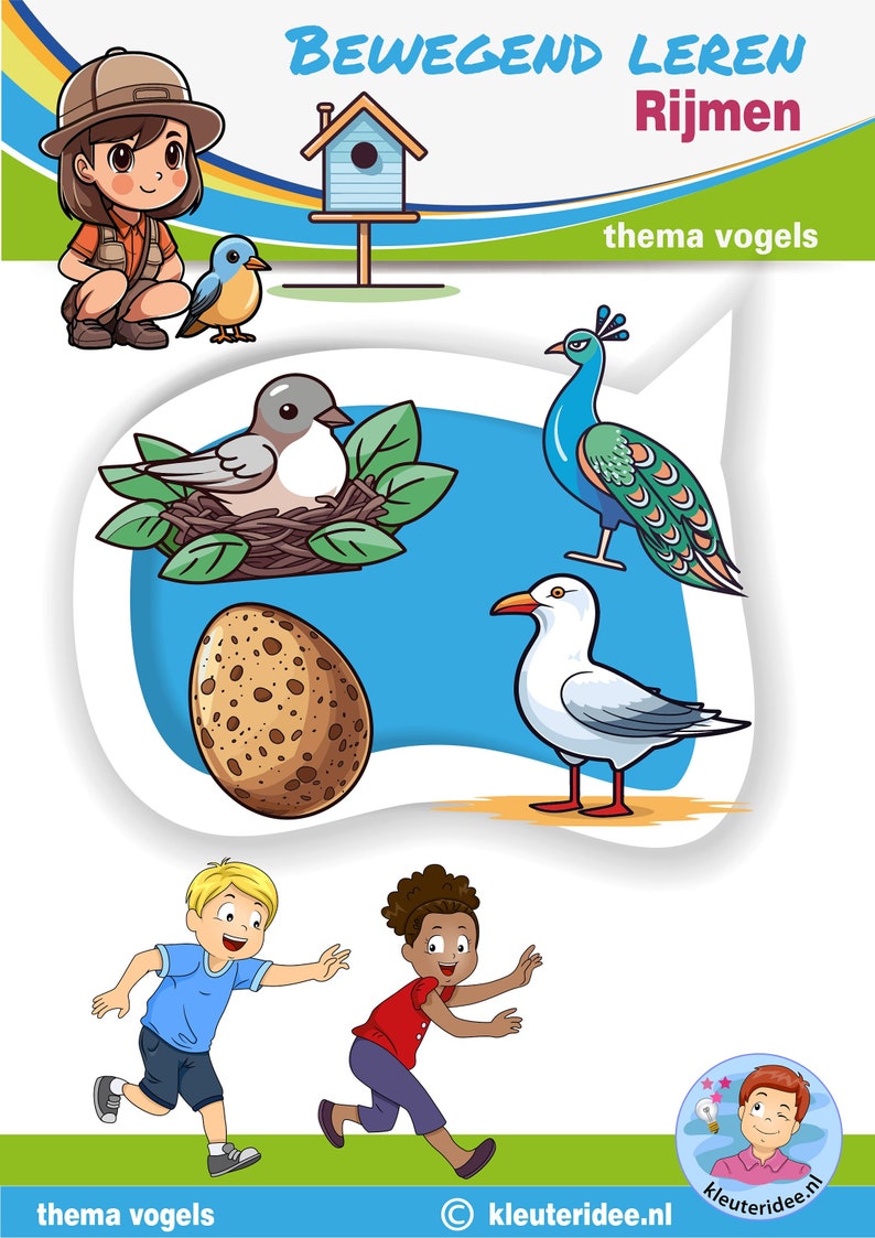 Rhyme run 'birds', learning while moving, rhyming image 1