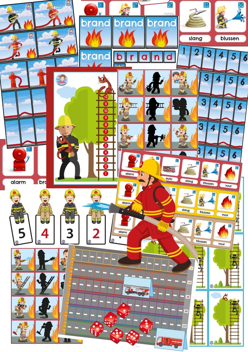 Six kindergarten games, firefighters theme image 2