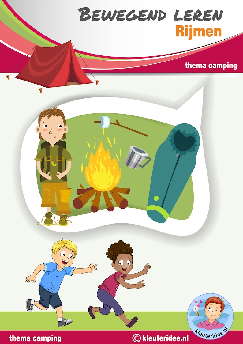 Rijmrun 'camping', bewegend leren, rijmen afbeelding 1