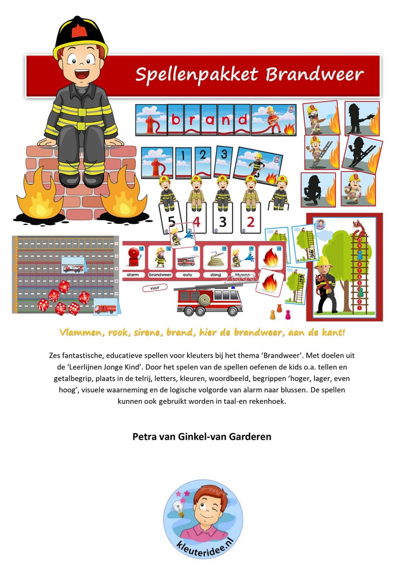 Six kindergarten games, firefighters theme image 1