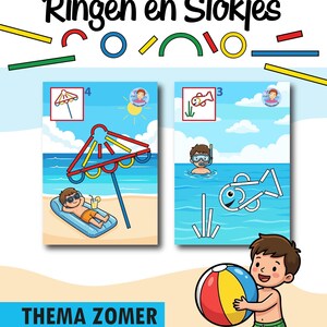 Rings and sticks, summer theme, pack with 10 sample cards