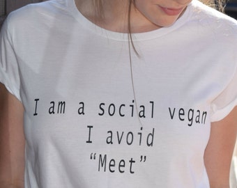 Tcombo Social Vegan I Avoid Meet Funny Sarcasm Womens Nightshirt
