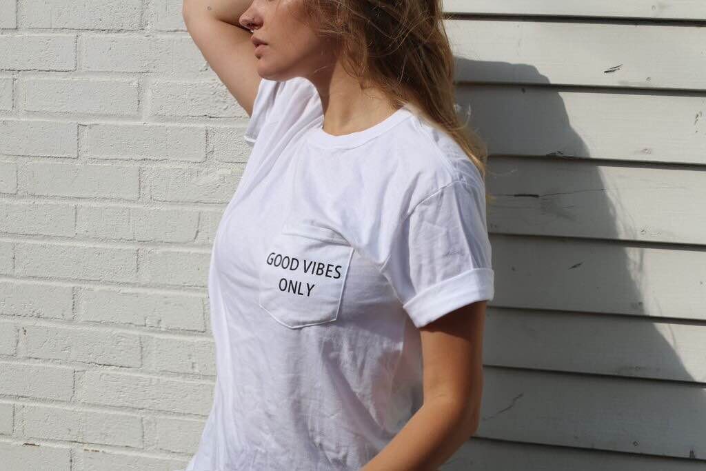Good Vibes Only Pocket Tee Blogger Tumblr Saying - Etsy