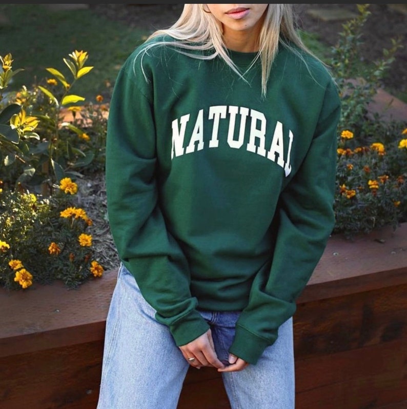 Sudadera Natural en Jersey Verde imagen 1