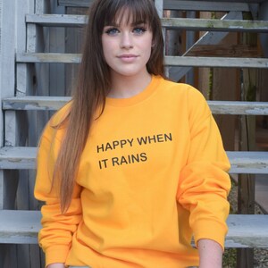 Happy When it Rains Tumblr Saying Fall Sweater In Yellow and Navy Sweatshirt image 3