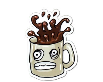 Coffee Sticker, Laptop Sticker, Car Sticker, Bumper Sticker, Vinyl Sticker, Funny Food, Cute Breakfast, Skateboard Sticker, Caffeine