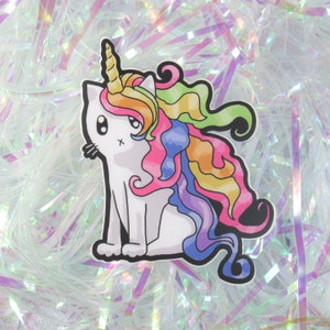 Rainbow Caticorn Sticker, Cat Laptop Sticker, Car Sticker, Bumper Sticker, Vinyl Sticker, Cute Cat, Unicorn