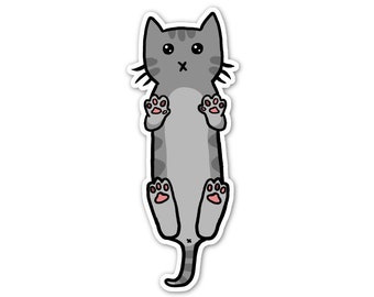 Gray Tabby Cat Sticker, Phone Sticker, Cat Laptop Sticker, Car Sticker, Bumper Sticker, Vinyl Sticker, Cute Cat, Grey Cat, stripes
