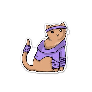 Workout Kitty Vinyl Sticker, Cute Cat, Kitten Sticker, Car Sticker, Bumper Sticker, Laptop Decal, Skateboard Sticker, Dancer Cat image 1