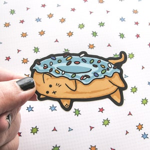 Donut Cat Sticker, Laptop Sticker, Car Sticker, Bumper Sticker, Vinyl Sticker, Cute Food, Cat Sticker, Funny Cat, Funny Food, Sprinkles image 2