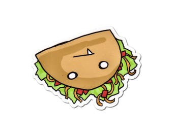 Fang Taco Sticker, Laptop Sticker, Guitar Sticker, Bumper Sticker, Vinyl Sticker, Cute Food, Funny Food, Taco Sticker, Funny Taco, Kawaii