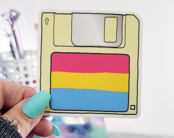 Pansexual Pride Flag Floppy Disk Vinyl Sticker