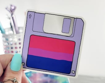Bisexual Pride Flag Floppy Disk Vinyl Sticker