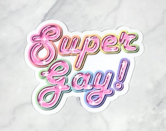 Super Gay Holographic LGBTQ Pride Vinyl Sticker