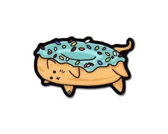 Cute Donut Cat Vinyl Laptop Sticker with Sprinkles