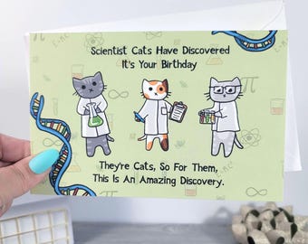 Funny Scientist Cats Birthday Card – Science Lovers, Cat Enthusiasts, Nerdy Humor