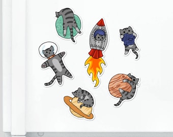 Cute Cat Magnet Set, Refrigerator Magnets, Cubicle Decor,  Space Kitty, Cat Magnet, Fridge Magnet Cute Kitty Magnet, Funny Cat Magnets
