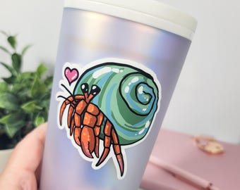 Hermit Crab Vinyl Sticker - Waterproof Outdoor Beach Animal Decal Gift