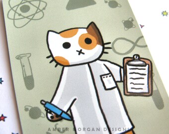 Cute Cat Magnet Scientist Cat Magnet Cute Magnet Cat Magnet Fridge Magnet Cubicle Decor Kawaii Magnet Science Kitty Clipboard Refrigerator