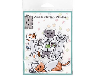 Cute Cat Magnet Set, Refrigerator Magnets, Cubicle Decor,  Science Cats, Nerdy Cats, Fridge Magnet, Cute Kitty Magnet, Funny Cat Magnets