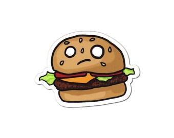 Cheeseburger Sticker, Laptop Sticker, Car Sticker, Bumper Sticker, Vinyl Sticker, Cute Food, Funny Food, Cute Burger, Skateboard Sticker