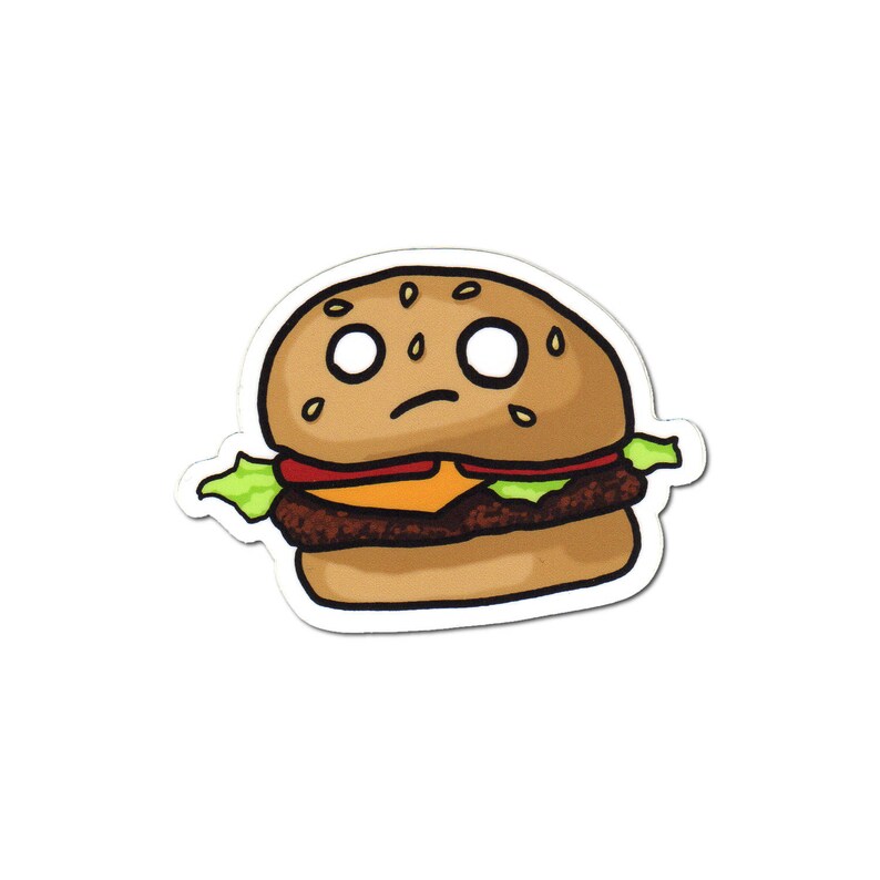 Cheeseburger Sticker, Laptop Sticker, Car Sticker, Bumper Sticker, Vinyl Sticker, Cute Food, Funny Food, Cute Burger, Skateboard Sticker image 1