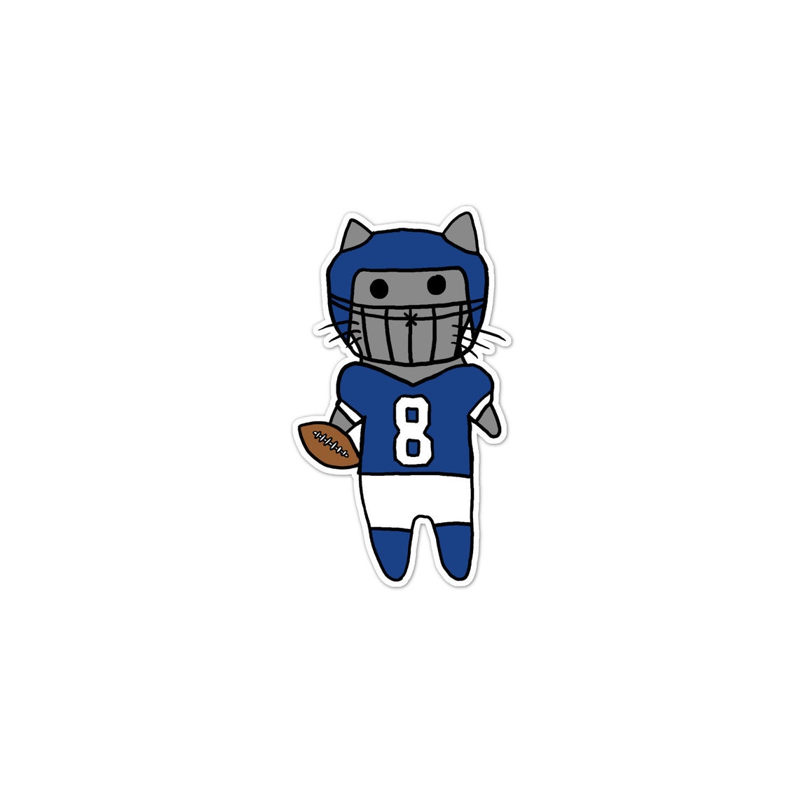 Football Cat Vinyl Sticker Blue and White Pro College High Etsy