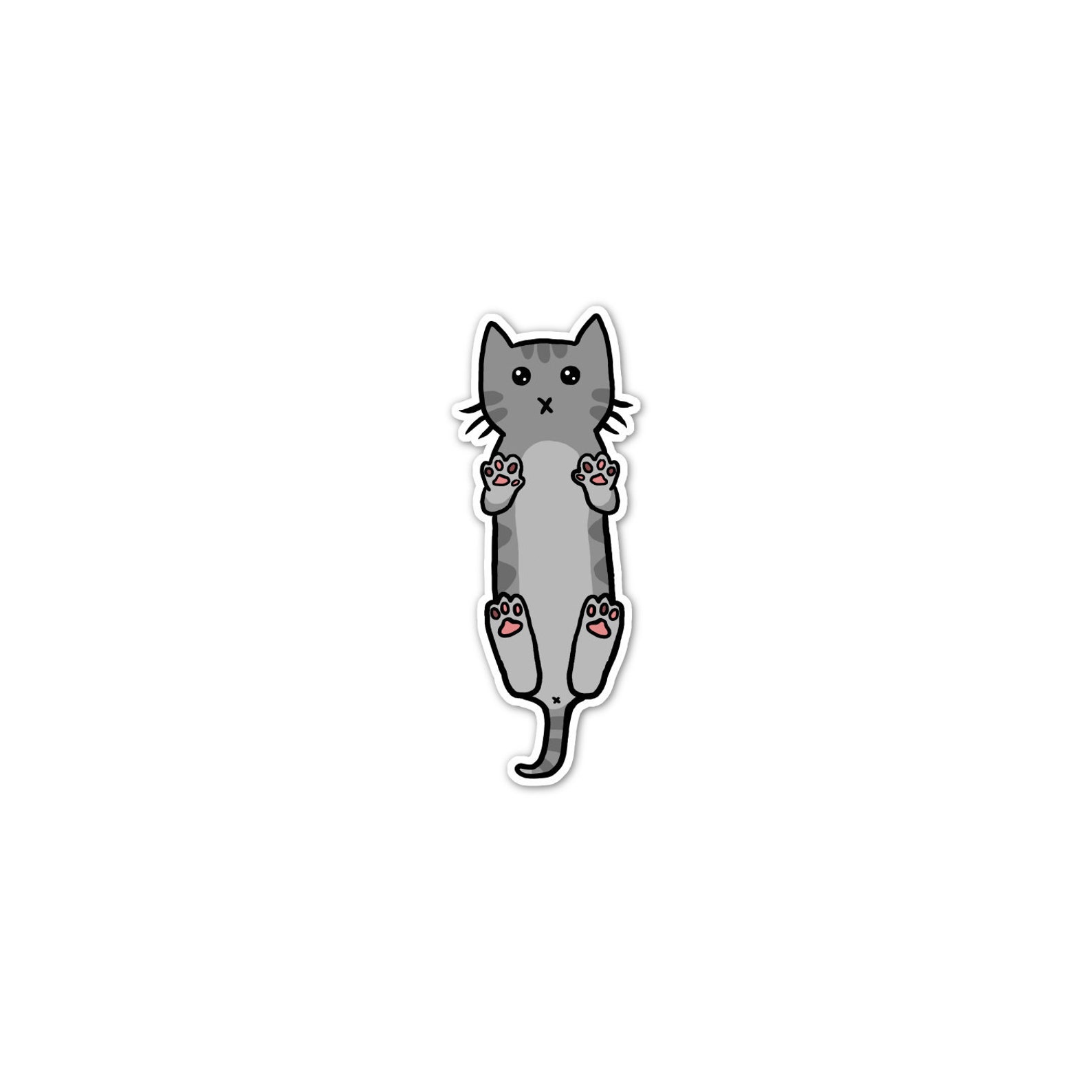 Gray Tabby Cat Sticker, Phone Sticker, Cat Laptop Sticker, Car Sticker