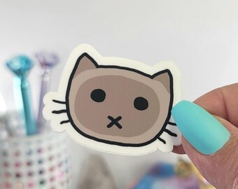 Chocolate Color Point Siamese Cat Face Outdoor Vinyl Sticker