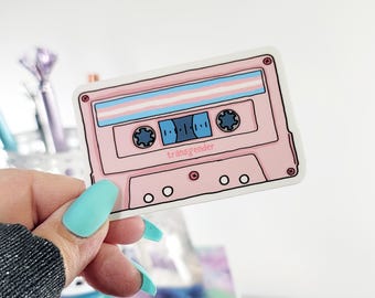 Bisexual Pride Flag Retro Cassette Tape Vinyl Sticker