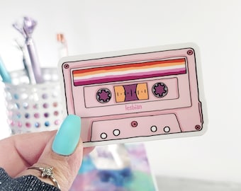 Lesbian Pride Flag Retro Cassette Tape Vinyl Sticker