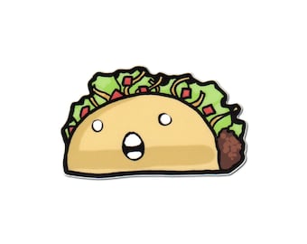 Crazy Taco Sticker, Laptop Sticker, Guitar Sticker, Bumper Sticker, Vinyl Sticker, Cute Food, Funny Food, Taco Sticker, Funny Taco, Kawaii