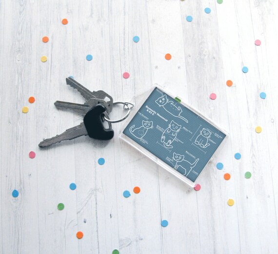 ładny Brelok Do Kotów Plany Keychain Rysunek Techniczny Prezent Architekta Prezent Techniczne Artysty Prezent Wynalazca Kot Kochanka Prezent