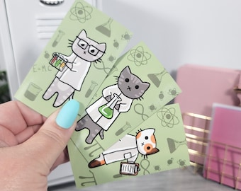 Scientist Cat Fridge Magnet Trio Set