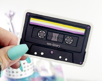 Non Binary Pride Flag Retro Cassette Tape Vinyl Sticker