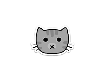 Gray Tabby Cat Sticker, Phone Sticker, Cat Laptop Sticker, Car Sticker, Bumper Sticker, Vinyl Sticker, Cute Cat, Grey Cat, stripes