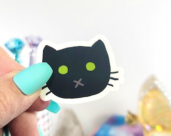 Black Cat Face Outdoor Vinyl Sticker