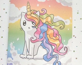 Rainbow Caticorn Card, Rainbow Card, Unicorn Card, Cute Cat Card Any Occasion Card Cute Greeting Card Just Because Card Thinking of You Note