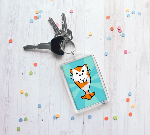 Keychain Sum Kotek Koi Keychain Kotek Rysunek Kot Kochanka Dar Funny Keychain Wszelkie Prezent Okazji Ocean Morze