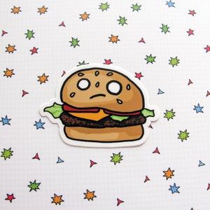 Cheeseburger Sticker, Laptop Sticker, Car Sticker, Bumper Sticker, Vinyl Sticker, Cute Food, Funny Food, Cute Burger, Skateboard Sticker image 3