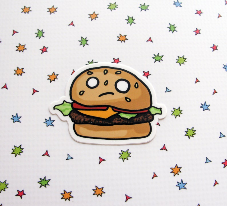 Cheeseburger Sticker, Laptop Sticker, Car Sticker, Bumper Sticker, Vinyl Sticker, Cute Food, Funny Food, Cute Burger, Skateboard Sticker image 3