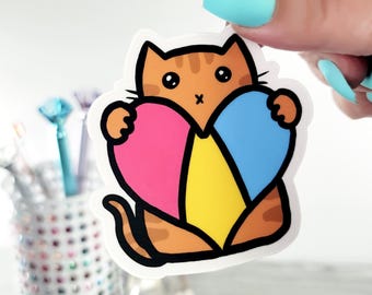 Pansexual Pride Flag Cat Outdoor Vinyl Sticker