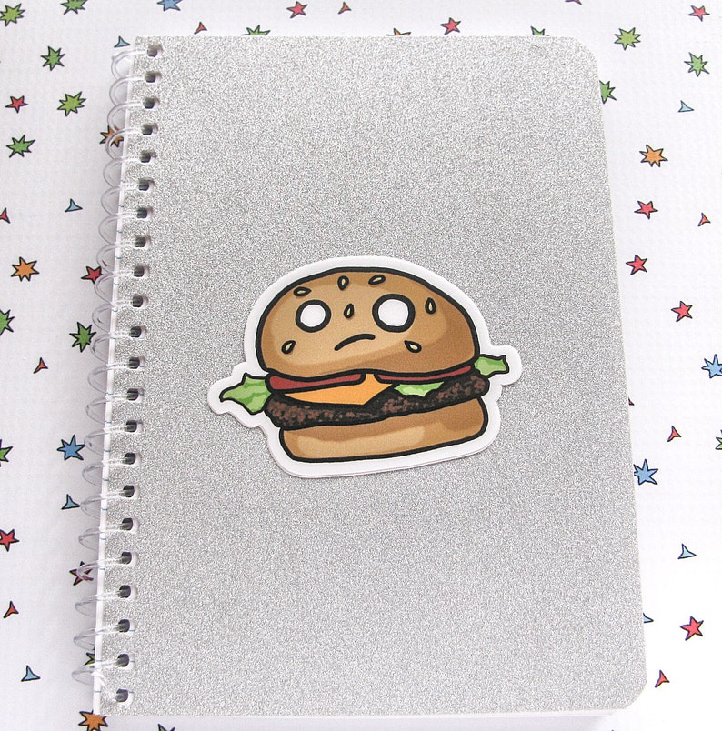 Cheeseburger Sticker, Laptop Sticker, Car Sticker, Bumper Sticker, Vinyl Sticker, Cute Food, Funny Food, Cute Burger, Skateboard Sticker image 4