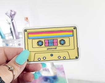Pansexual Pride Flag Retro Cassette Tape Vinyl Sticker