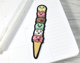 Stacked Funny Ice Cream Cone Outdoor Vinyl Sticker